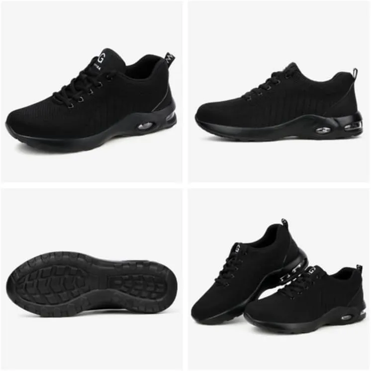 Unisex Steel Toe Sneakers for Men Women Lightweight Comfortable Indestructible Safety Work Shoes with Slip-Resistant Composite Toe，Cushion Puncture Proof Black EU 36-48