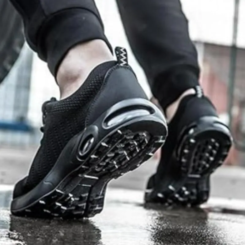 Unisex Steel Toe Sneakers for Men Women Lightweight Comfortable Indestructible Safety Work Shoes with Slip-Resistant Composite Toe，Cushion Puncture Proof Black EU 36-48