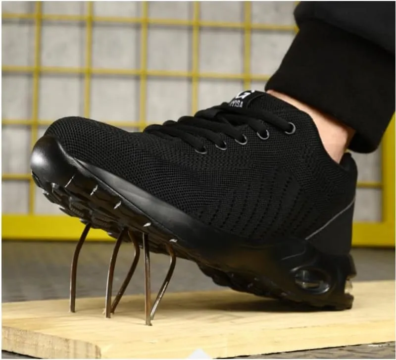 Unisex Steel Toe Sneakers for Men Women Lightweight Comfortable Indestructible Safety Work Shoes with Slip-Resistant Composite Toe，Cushion Puncture Proof Black EU 36-48