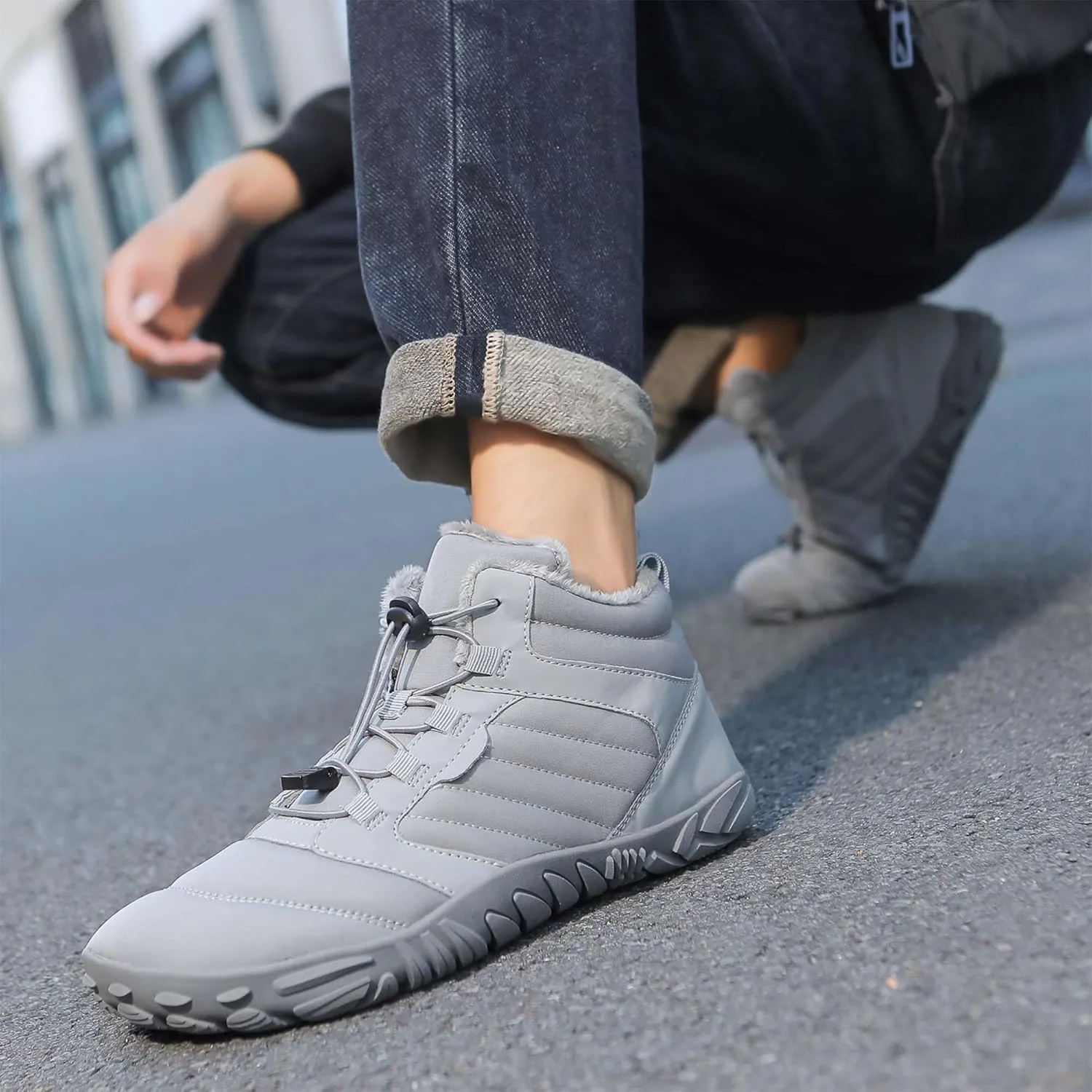 Unisex Winter Snow Sneakers - Solid Color, Slip-Resistant, Warm Fabric-Lined Mesh Upper, Rubber Sole, Cushioned Fabric Insole, Hiking and Walking Shoes for Men and Women