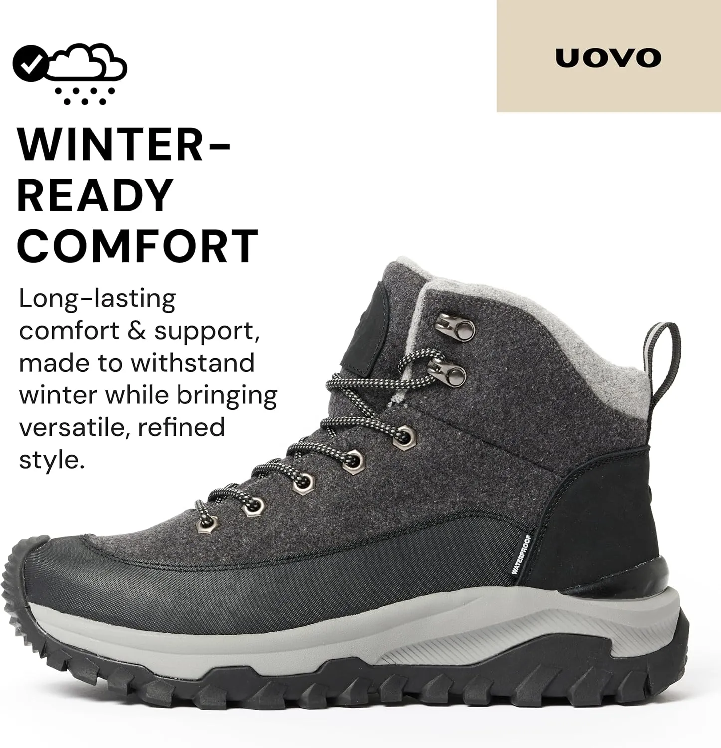 UOVO Men’s Winter Boot, Waterproof Leather