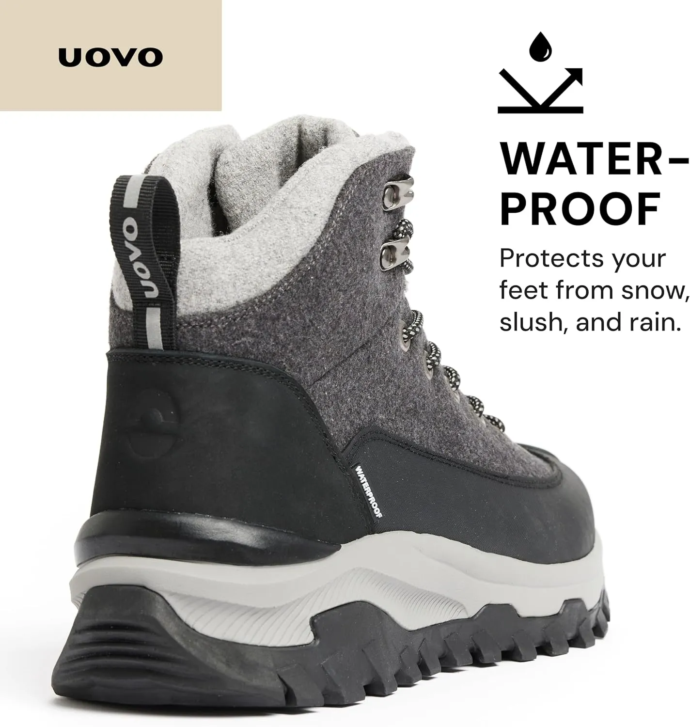UOVO Men’s Winter Boot, Waterproof Leather