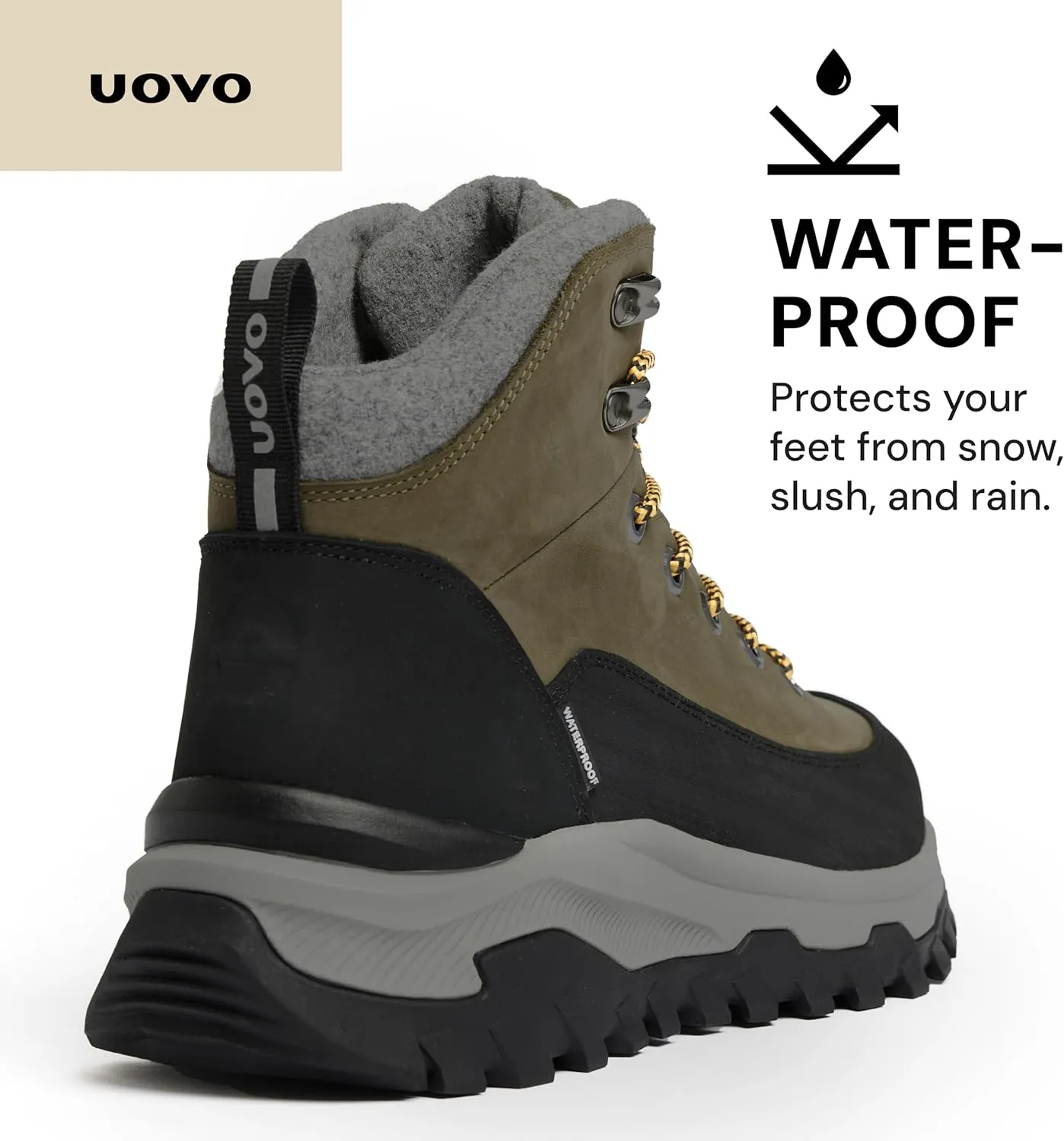 UOVO Men’s Winter Boot, Waterproof Leather