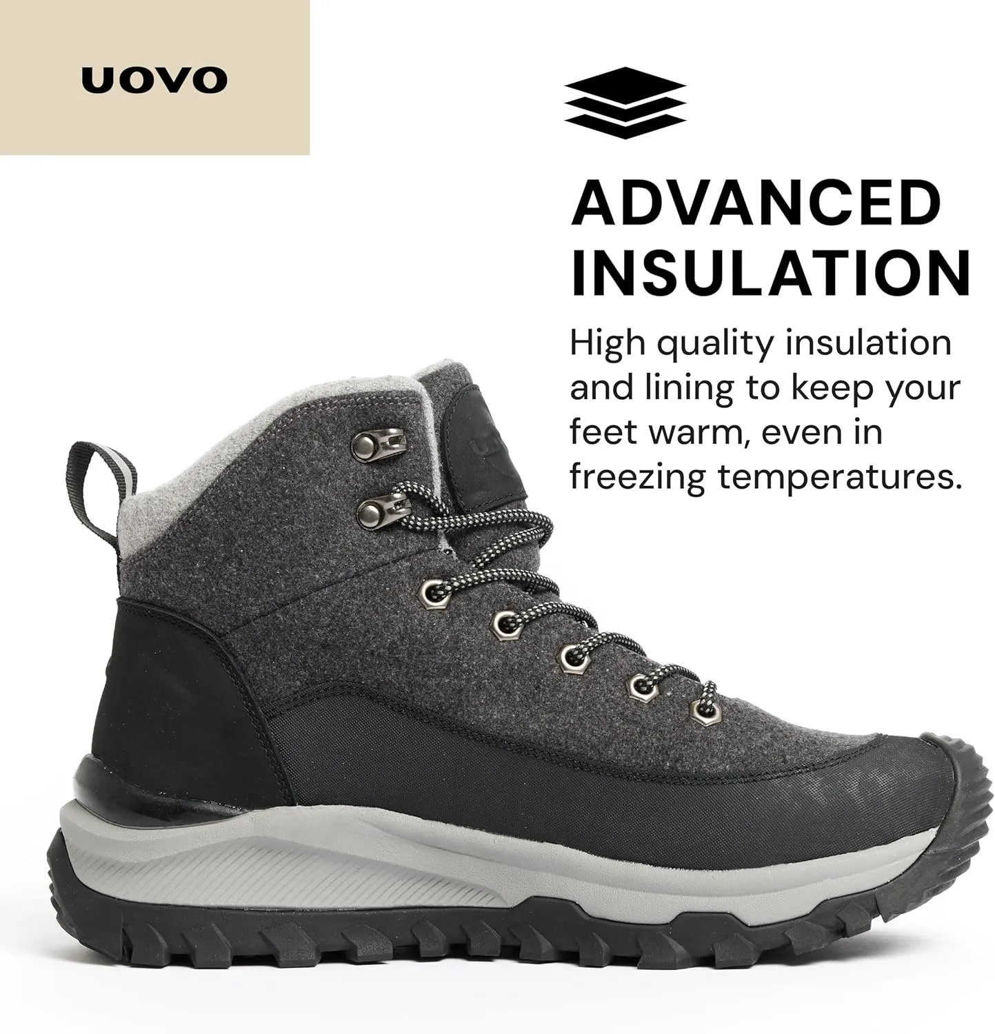 UOVO Men’s Winter Boot, Waterproof Leather