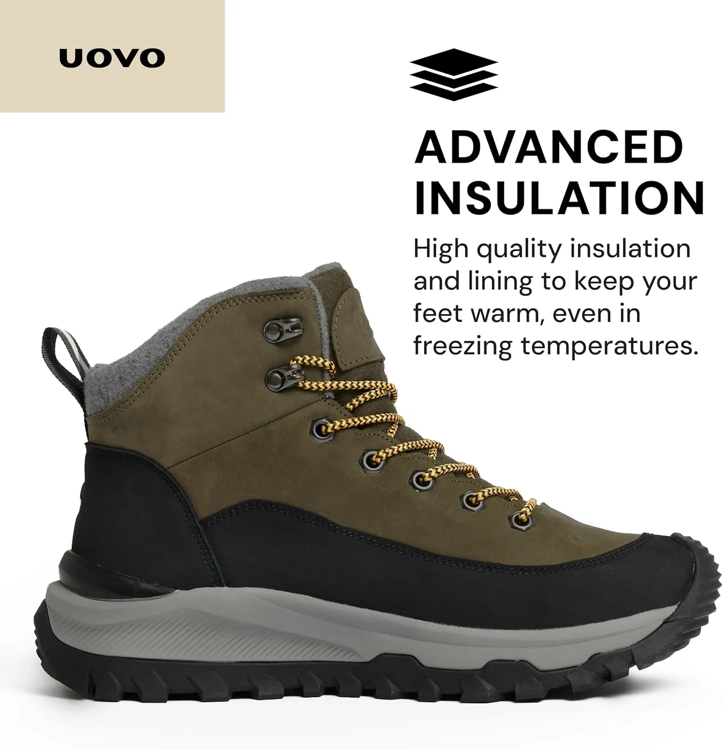 UOVO Men’s Winter Boot, Waterproof Leather