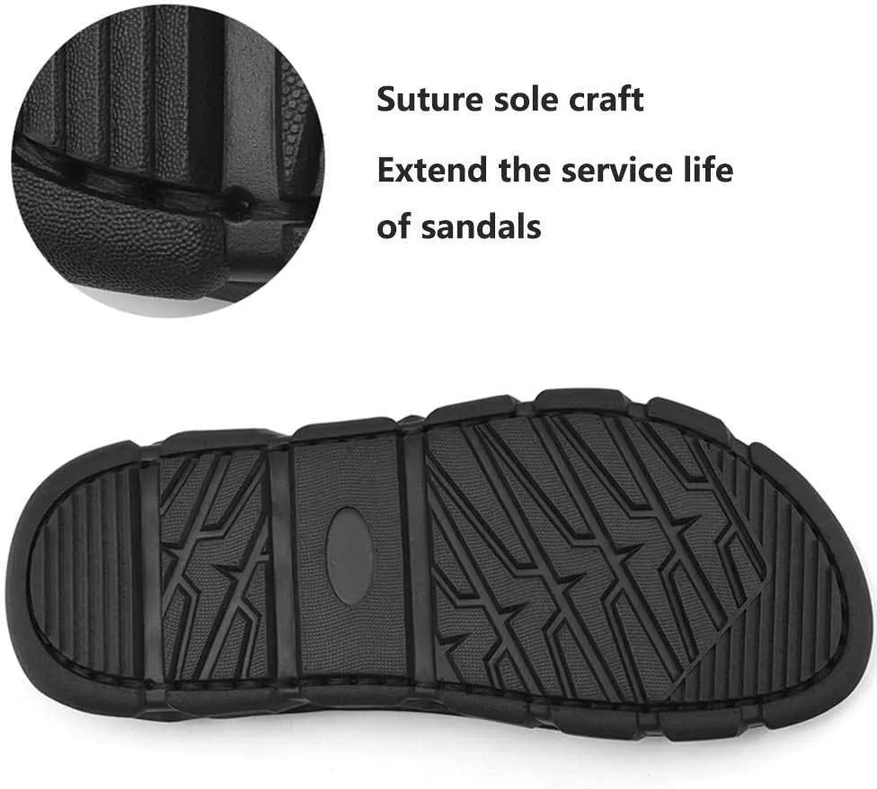 UPIShi Men's Closed Toe Leather Fisherman Adjustable Lightweight Outdoor Beach Sandals