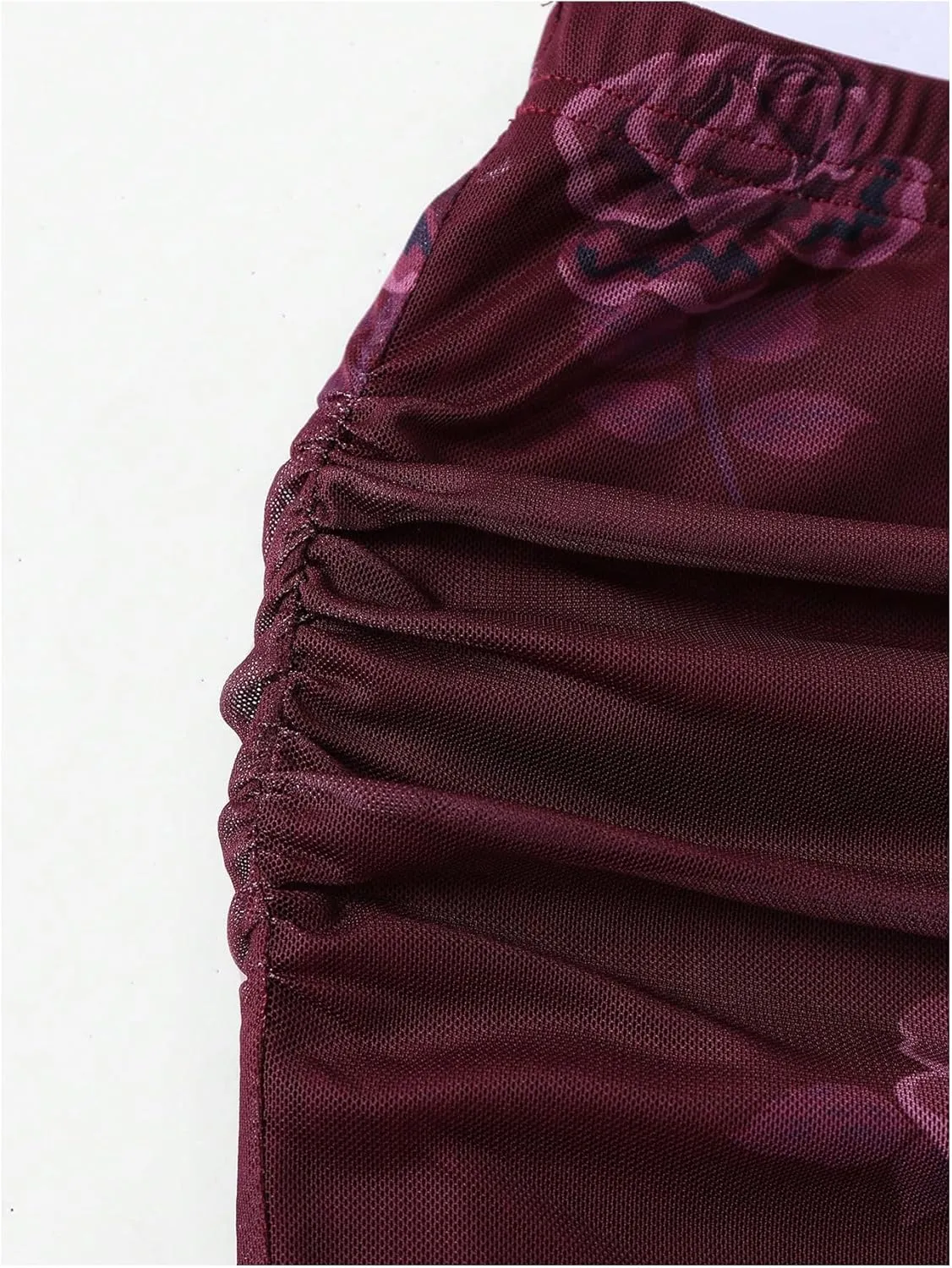 Verdusa Women's 2 Piece Vintage Floral Outfits Tube Top and Ruched Fishtail Skirt with Scarf