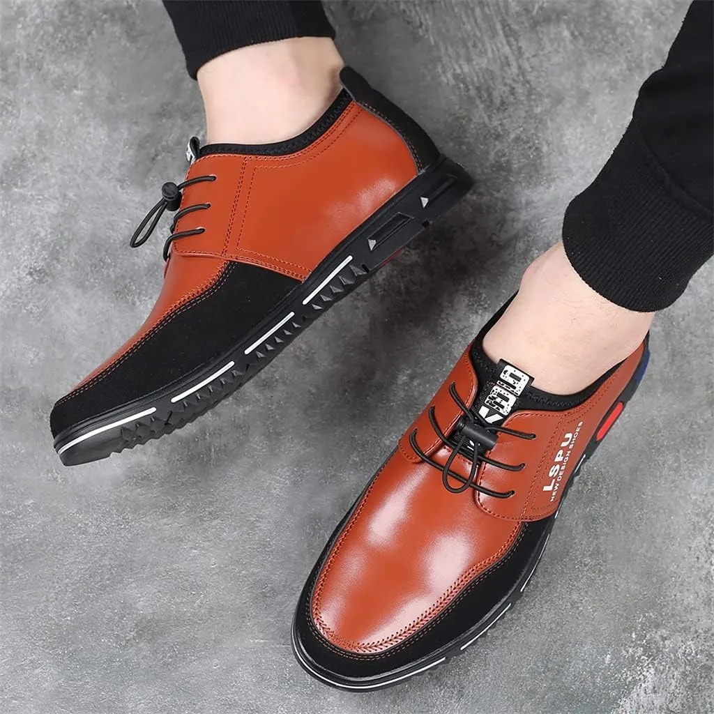 Veslexth Men Casual Business Loafers Lace-up Shoes Breathable Comfort Walking Fashion Driving Luxury Leather for Male Sneakers Work Office Dress Outdoor