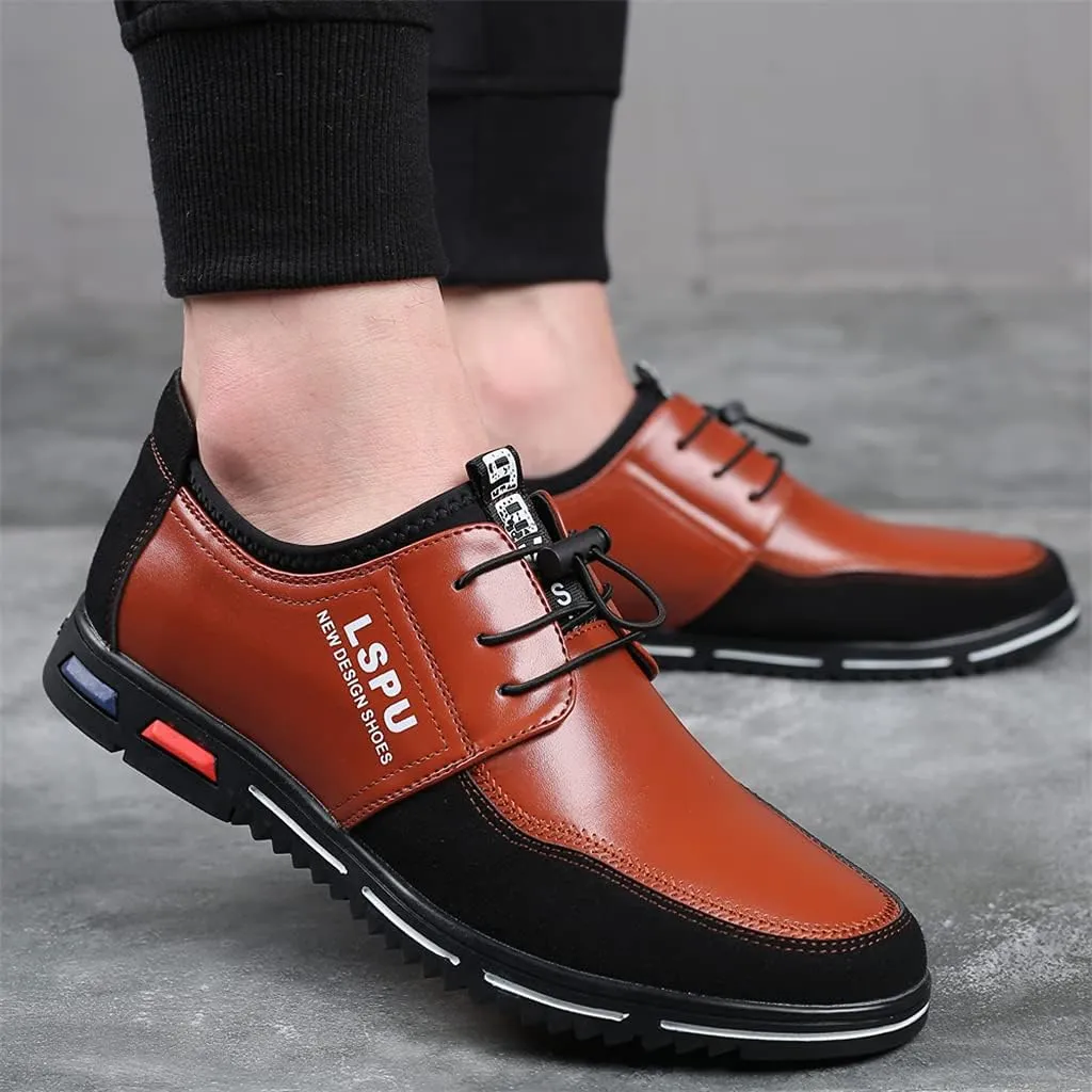 Veslexth Men Casual Business Loafers Lace-up Shoes Breathable Comfort Walking Fashion Driving Luxury Leather for Male Sneakers Work Office Dress Outdoor