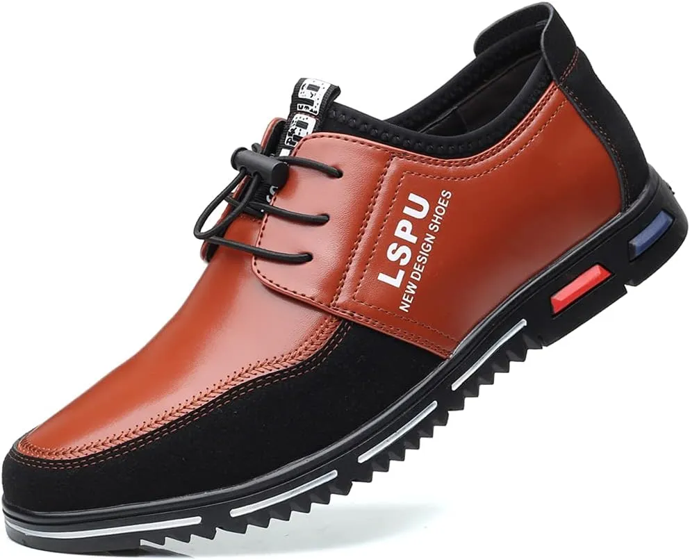 Veslexth Men Casual Business Loafers Lace-up Shoes Breathable Comfort Walking Fashion Driving Luxury Leather for Male Sneakers Work Office Dress Outdoor