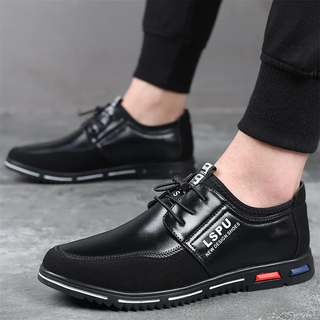 Veslexth Men Casual Business Loafers Lace-up Shoes Breathable Comfort Walking Fashion Driving Luxury Leather for Male Sneakers Work Office Dress Outdoor