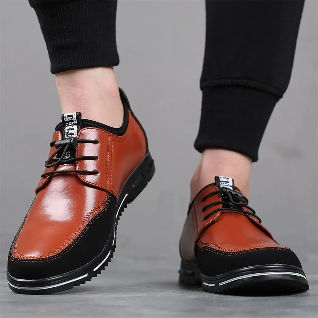 Veslexth Men Casual Business Loafers Lace-up Shoes Breathable Comfort Walking Fashion Driving Luxury Leather for Male Sneakers Work Office Dress Outdoor