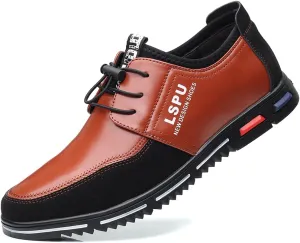 Veslexth Men Casual Business Loafers Lace-up Shoes Breathable Comfort Walking Fashion Driving Luxury Leather for Male Sneakers Work Office Dress Outdoor