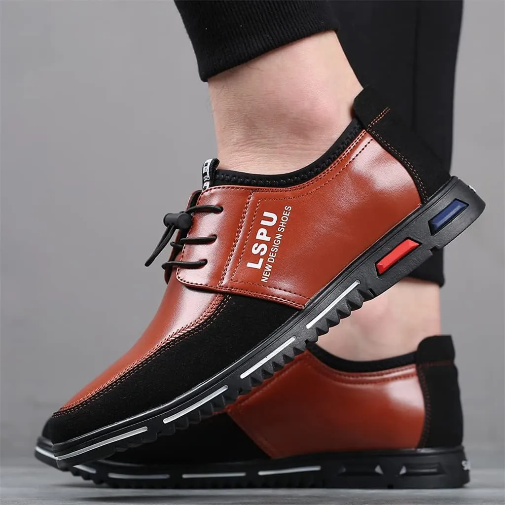 Veslexth Men Casual Business Loafers Lace-up Shoes Breathable Comfort Walking Fashion Driving Luxury Leather for Male Sneakers Work Office Dress Outdoor