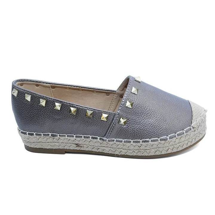 Victoria Adames Kylie Espadrilles Shoes Pewter