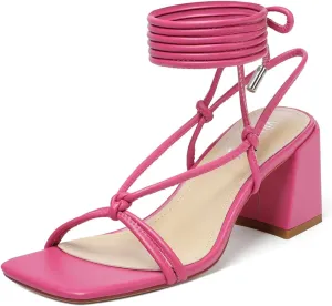 vivianly Women's Lace Up Chunky Heel Sandals Strappy Straps Ankle Wrap Heels
