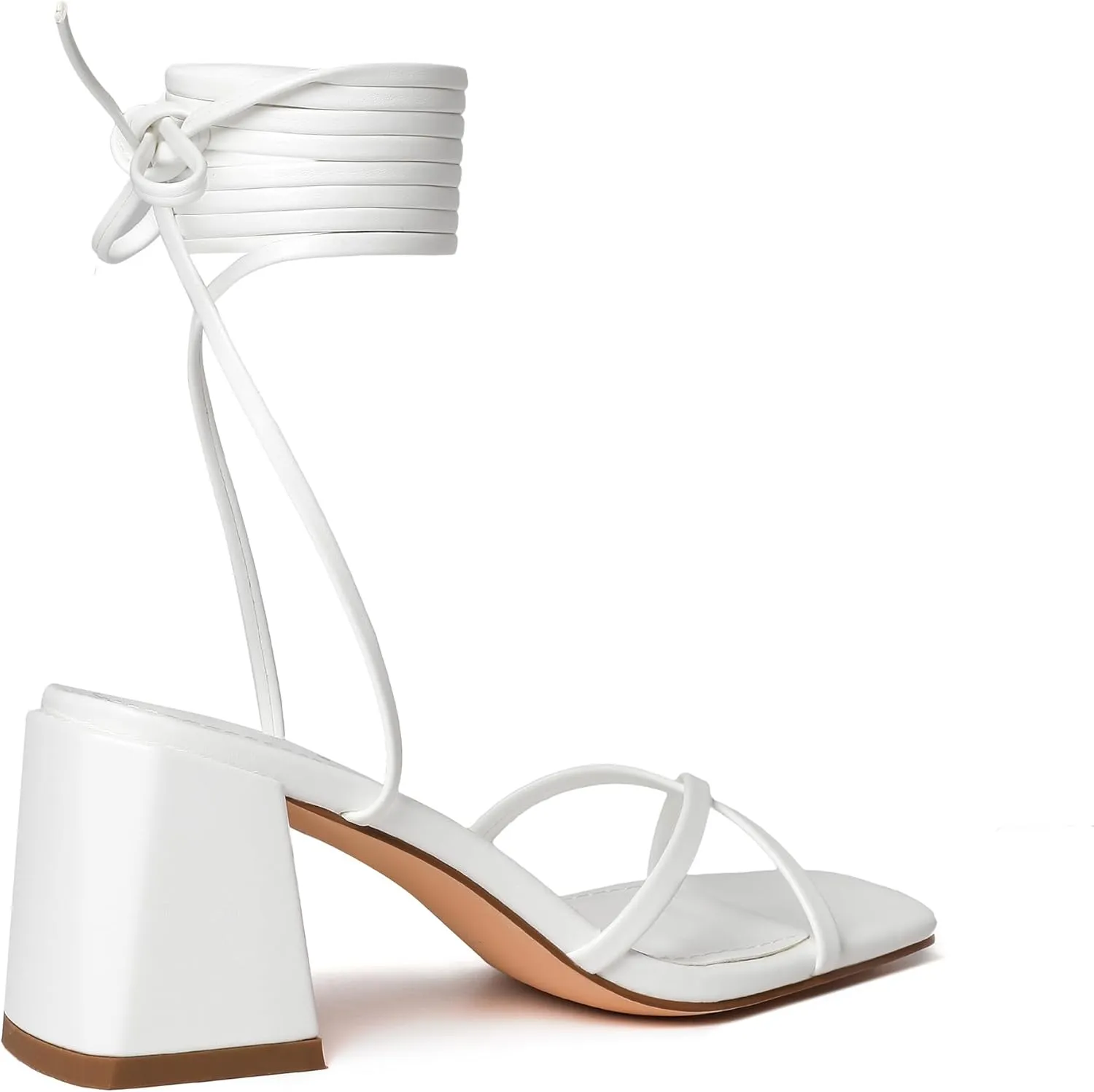vivianly Women's Lace Up Chunky Heel Sandals Strappy Straps Ankle Wrap Heels
