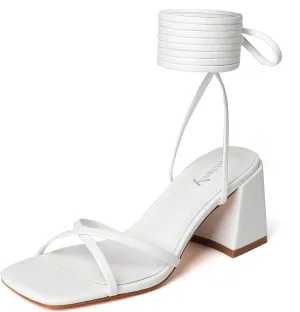vivianly Women's Lace Up Chunky Heel Sandals Strappy Straps Ankle Wrap Heels