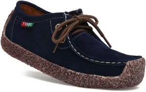 VOKLIN Women's Casual Driving Loafers Moccasins Lace Up Breathable Comfortable Flat Driver Oxfords Shoes