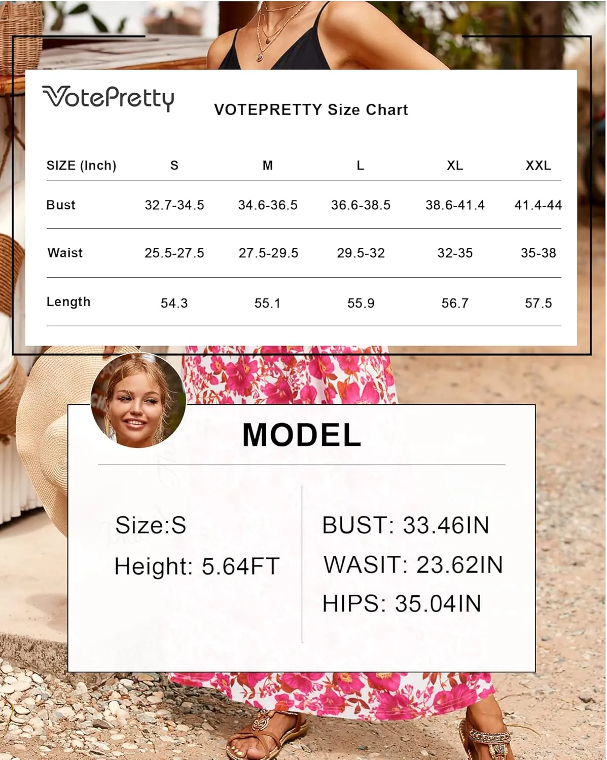 VOTEPRETTY Womens V Neck Wrap Spaghetti Strap Summer Casual Beach Floral Pockets Maxi Dress