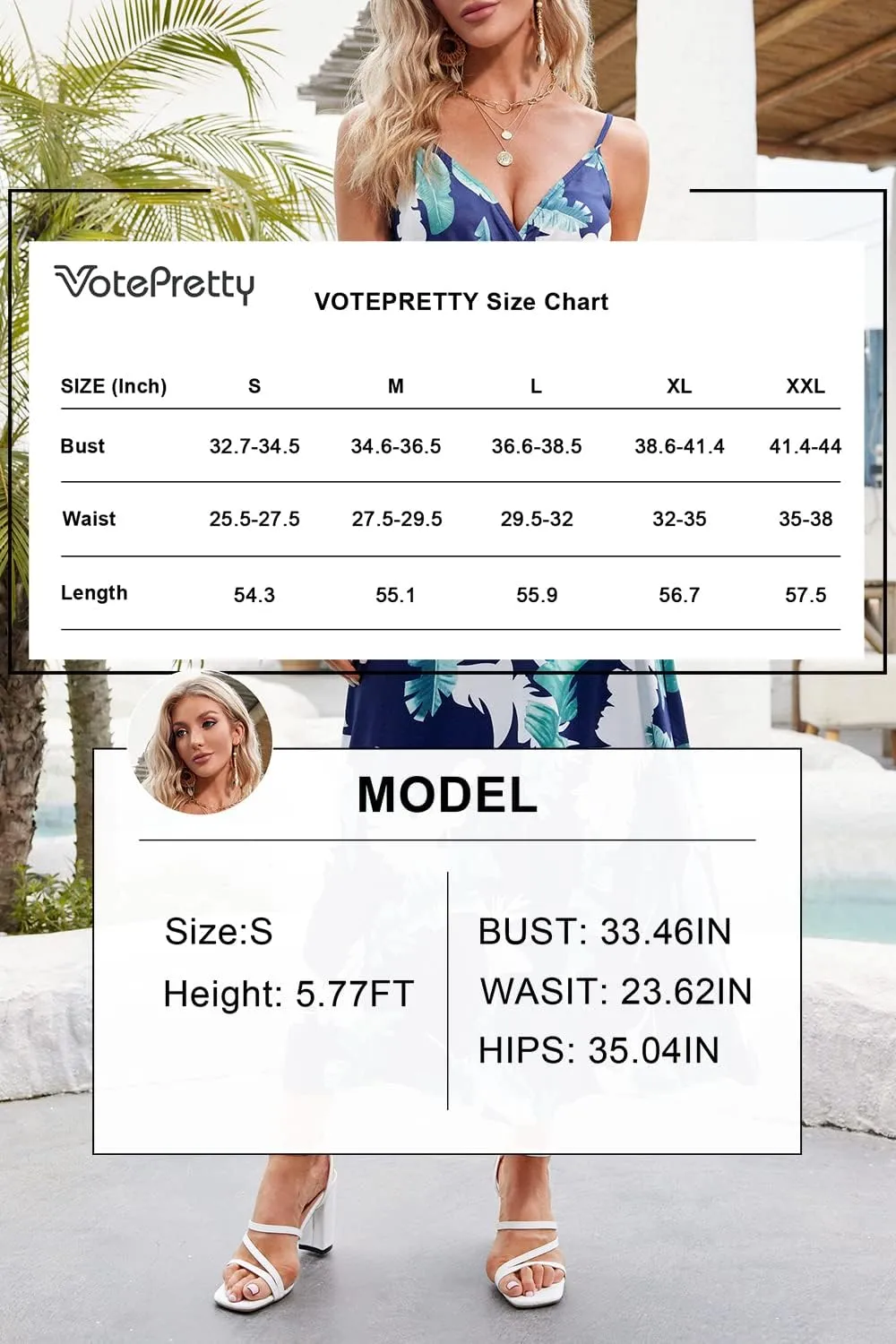 VOTEPRETTY Womens V Neck Wrap Spaghetti Strap Summer Casual Beach Floral Pockets Maxi Dress