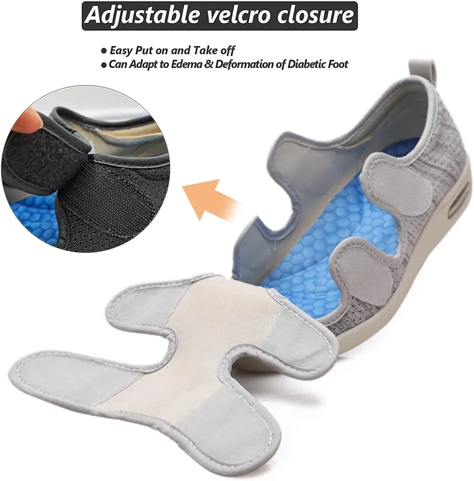 W&LESVAGO Diabetic Shoes for Women, Air Cushion Lightweight Comfy Sandals Walking Shoes for Elderly Swollen Feet Indoor/Outdoor