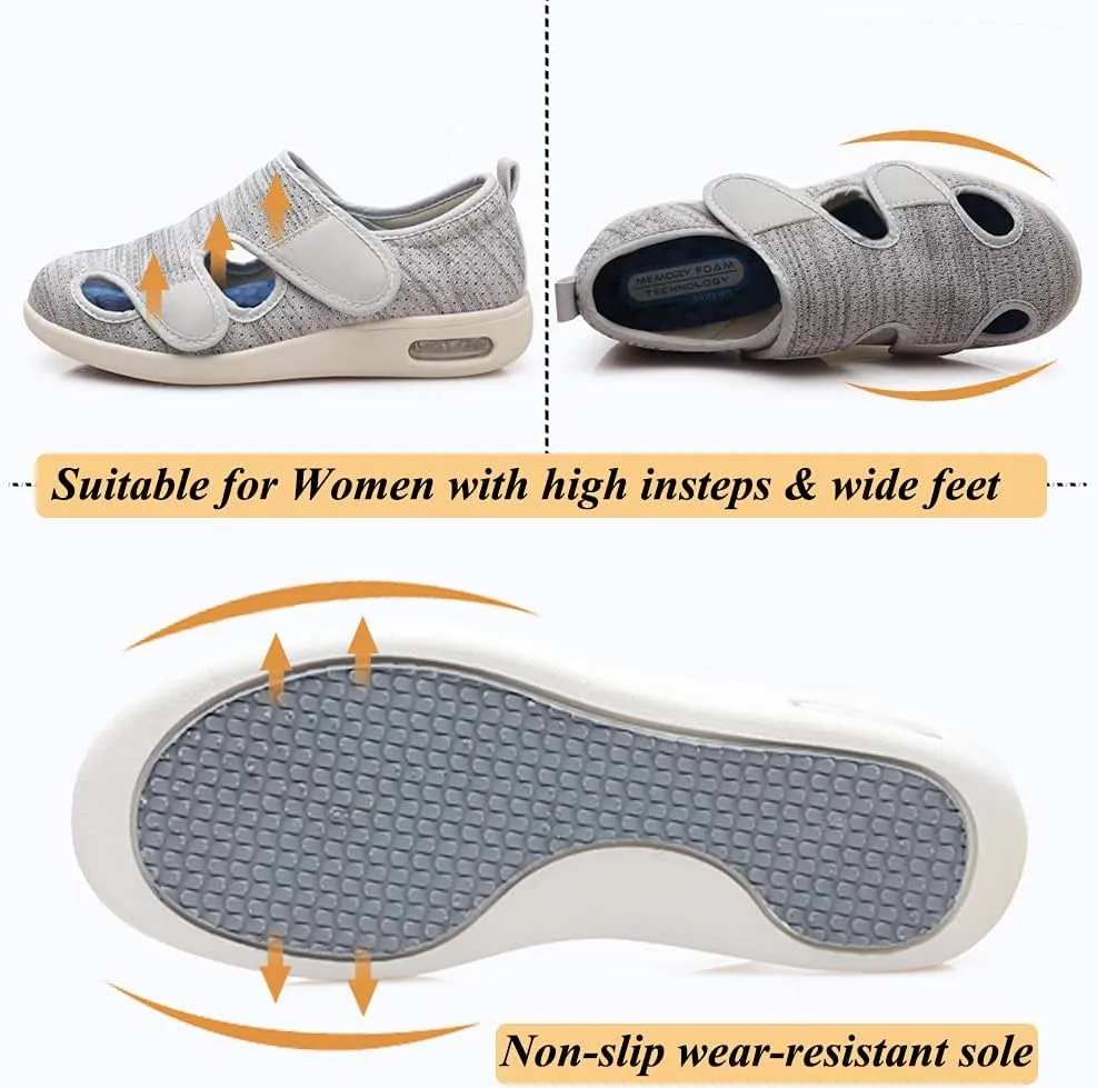 W&LESVAGO Diabetic Shoes for Women, Air Cushion Lightweight Comfy Sandals Walking Shoes for Elderly Swollen Feet Indoor/Outdoor