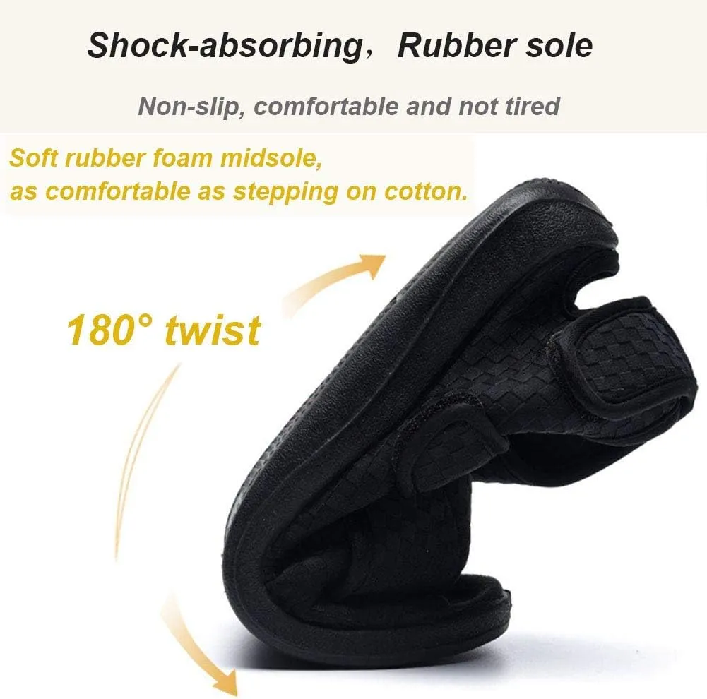W&LESVAGO Extra Wide Open toe Diabetic Sandals for Men, Adjustable Width Edema Shoes, Comfortable Men Slippers for Elderly Swollen Feet
