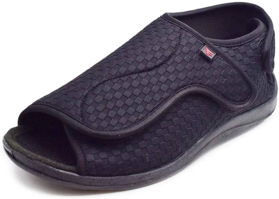W&LESVAGO Extra Wide Open toe Diabetic Sandals for Men, Adjustable Width Edema Shoes, Comfortable Men Slippers for Elderly Swollen Feet