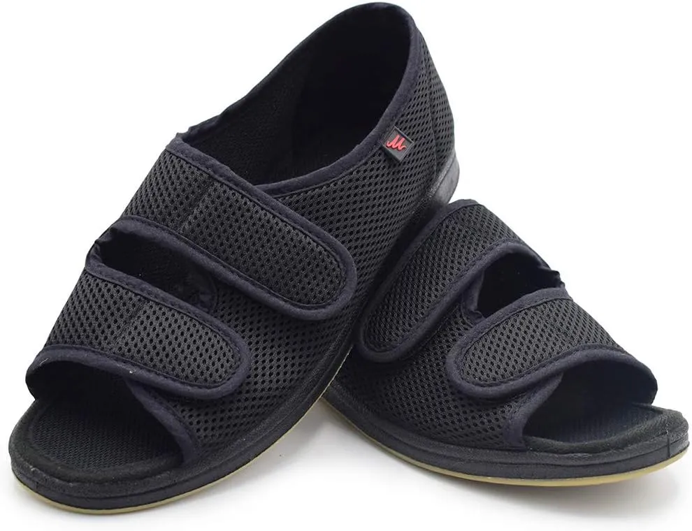 W&LESVAGO Women's Open Toe Diabetic Sandals,Adjustable Width Arthritis Edema Shoes,Comfortable House Slippers for Elderly Swollen Feet