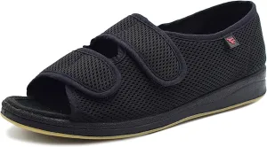 W&LESVAGO Women's Open Toe Diabetic Sandals,Adjustable Width Arthritis Edema Shoes,Comfortable House Slippers for Elderly Swollen Feet