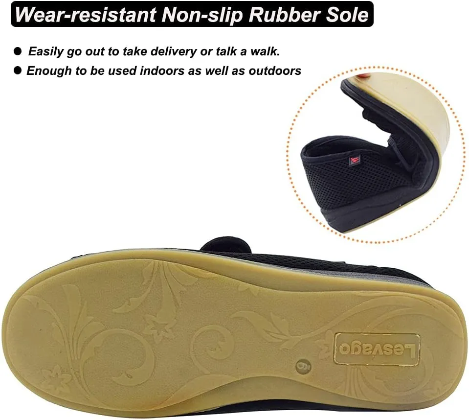 W&LESVAGO Women's Open Toe Diabetic Sandals,Adjustable Width Arthritis Edema Shoes,Comfortable House Slippers for Elderly Swollen Feet