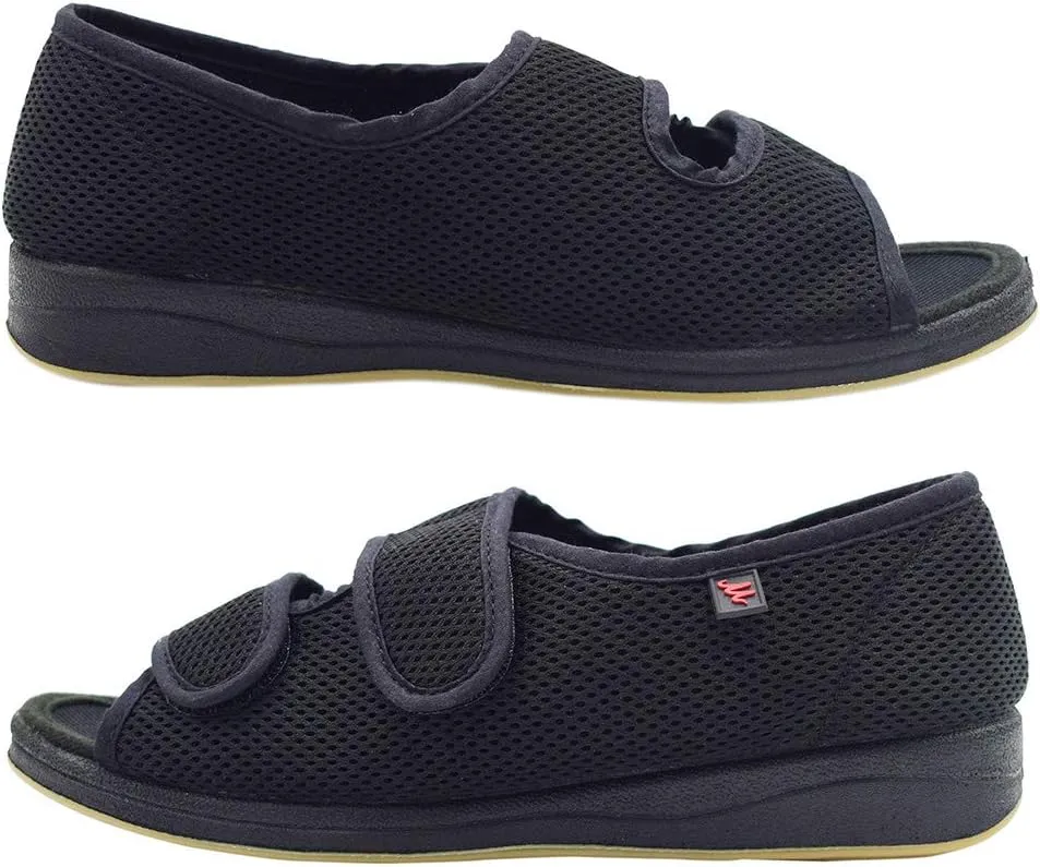 W&LESVAGO Women's Open Toe Diabetic Sandals,Adjustable Width Arthritis Edema Shoes,Comfortable House Slippers for Elderly Swollen Feet
