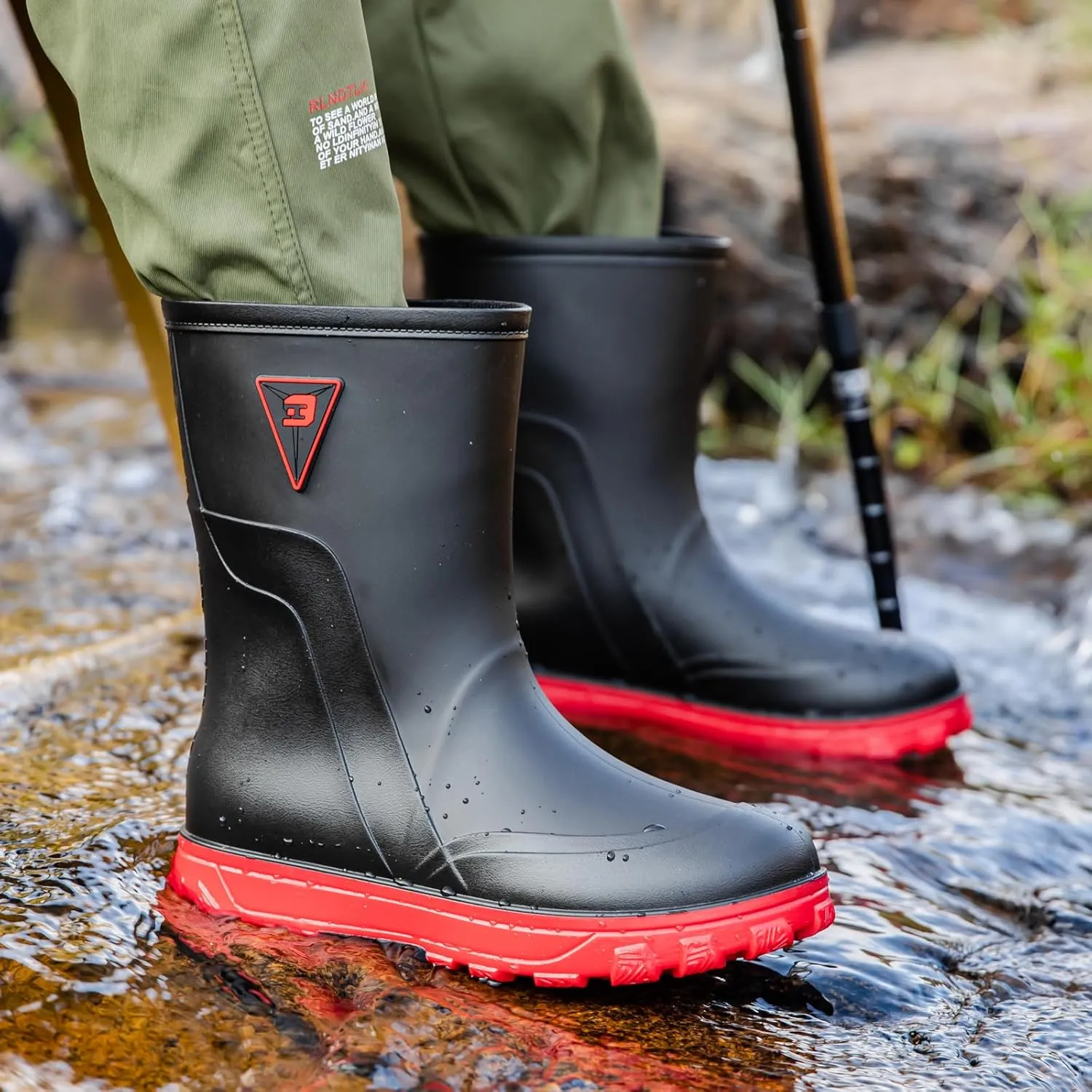 Waterproof Garden Rain Boots for Men Breathable Lightweight Mid Calf Deck Fishing Outdoor Slip Resistant Shoes