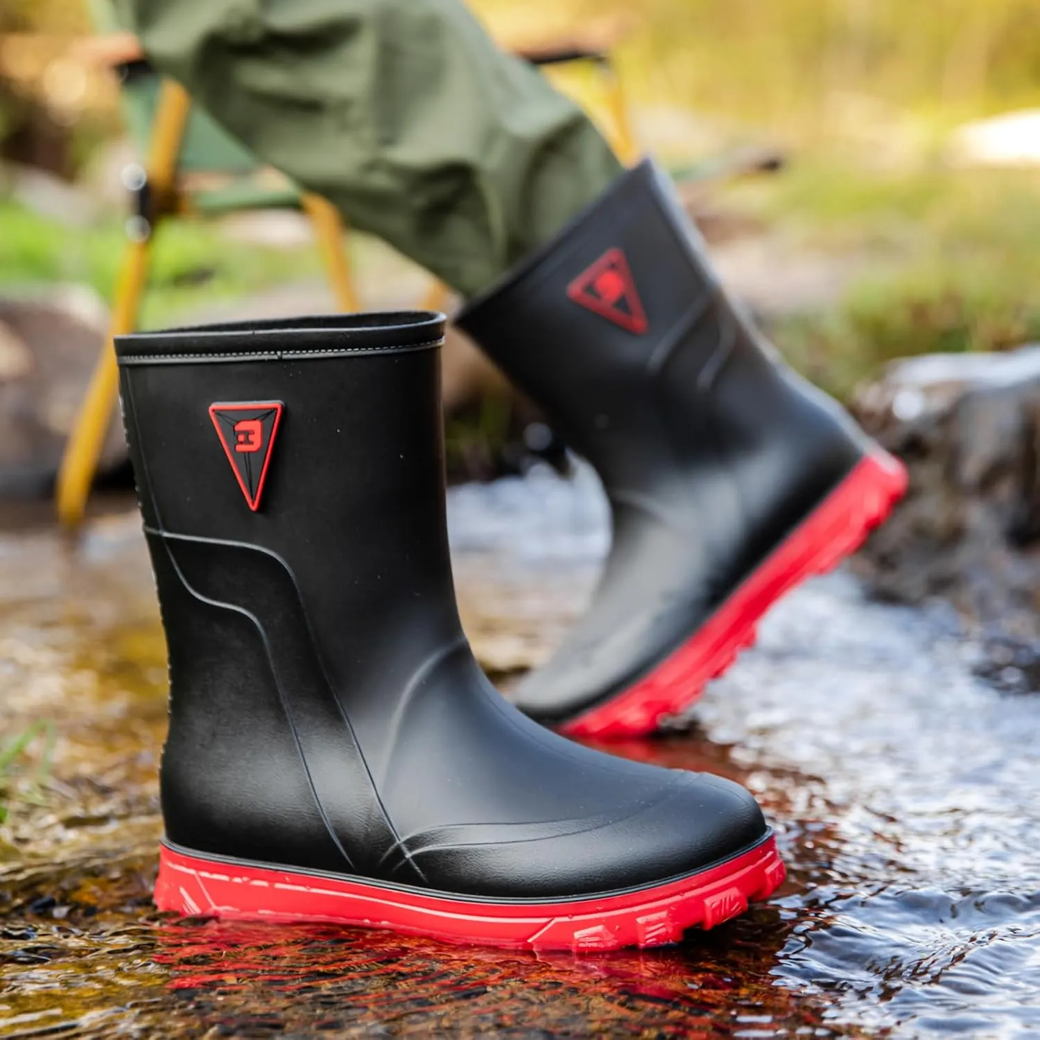 Waterproof Garden Rain Boots for Men Breathable Lightweight Mid Calf Deck Fishing Outdoor Slip Resistant Shoes