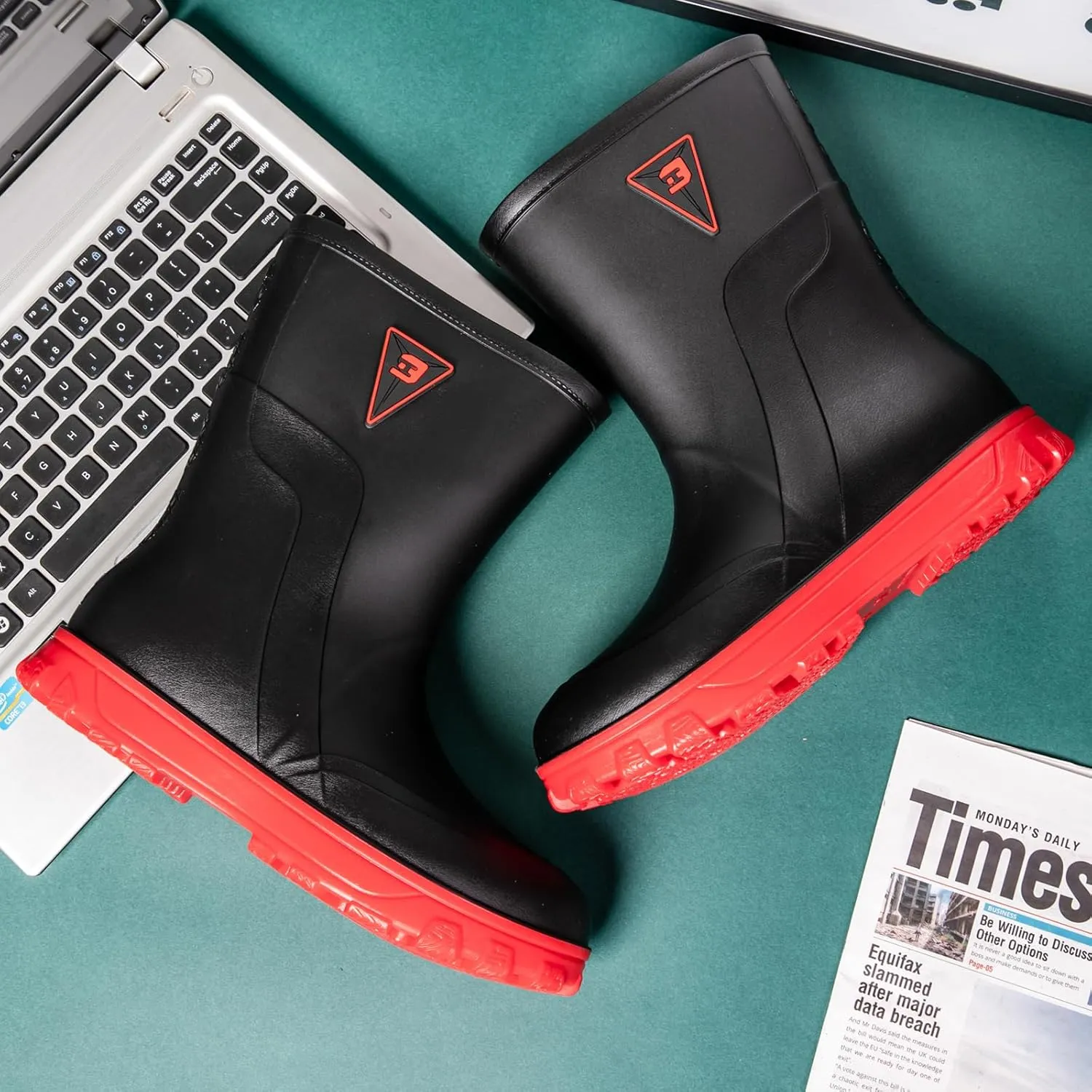 Waterproof Garden Rain Boots for Men Breathable Lightweight Mid Calf Deck Fishing Outdoor Slip Resistant Shoes
