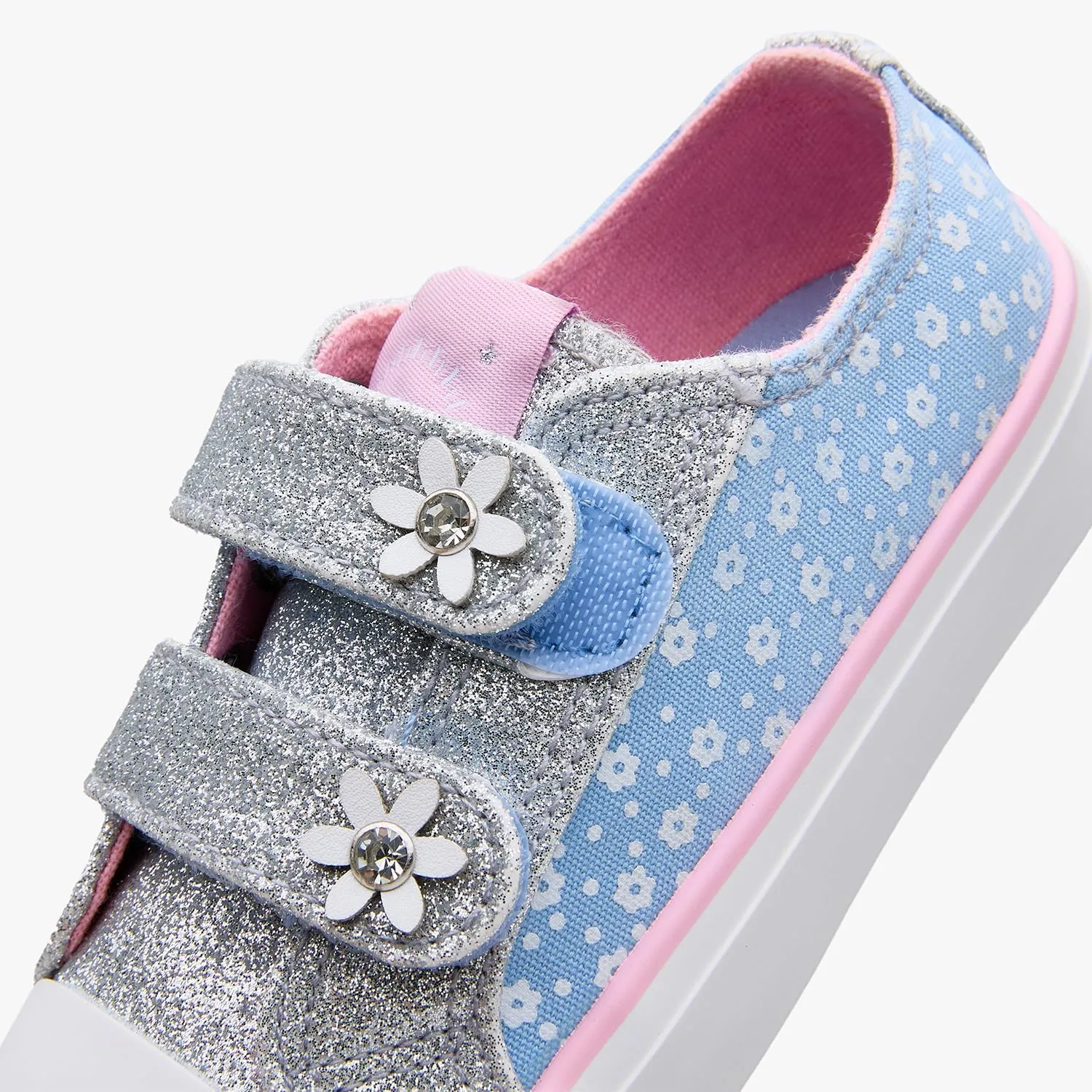 Weestep Girls Glitter Low-Top Casual Canvas Shoes - Lightweight Fashion Sneakers for Toddler and Little Kid