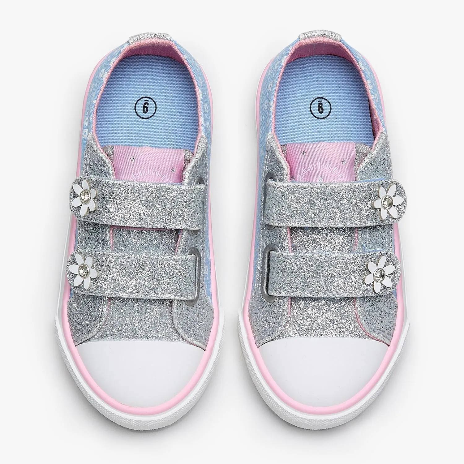 Weestep Girls Glitter Low-Top Casual Canvas Shoes - Lightweight Fashion Sneakers for Toddler and Little Kid