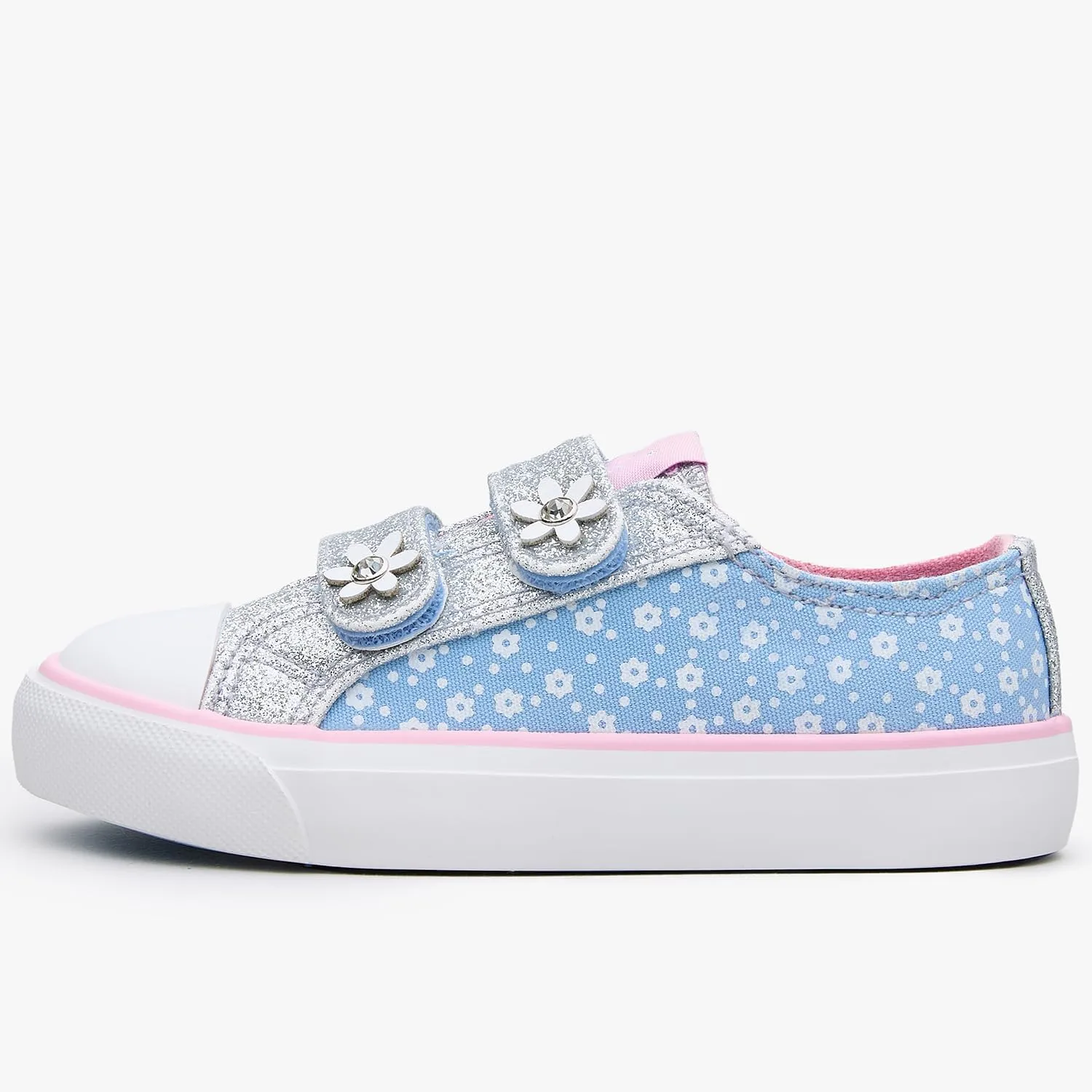 Weestep Girls Glitter Low-Top Casual Canvas Shoes - Lightweight Fashion Sneakers for Toddler and Little Kid
