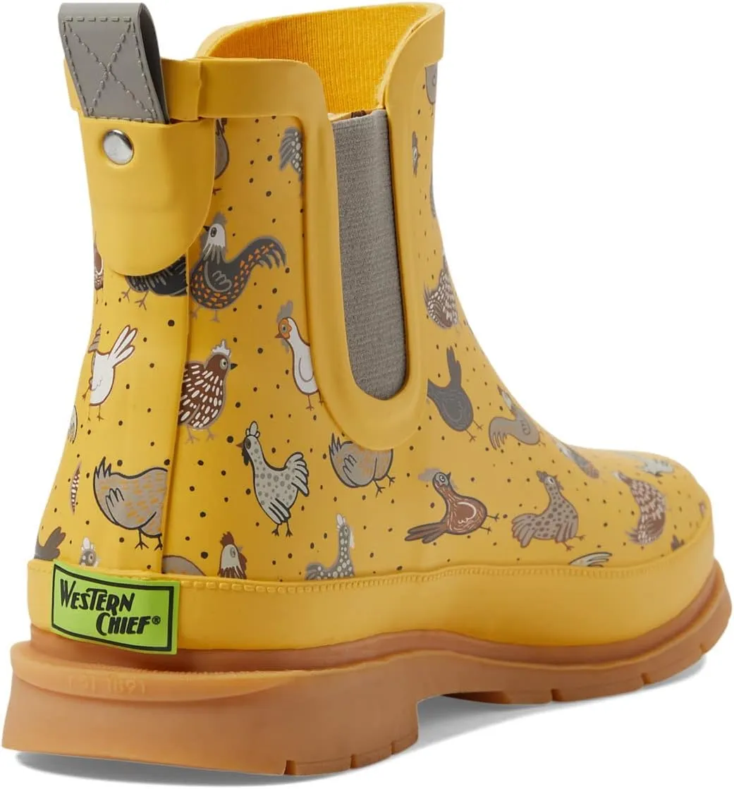 Western Chief Chelsea Waterproof Rain Boots for Women Offers Rubber Upper, Textile Lining, and Synthetic Outsole