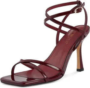 wetkiss Strappy Heels Women Stiletto High Heeled Sandals Adjustable Ankle Strap Square Open Toe For Homecoming Party Dress Wedding