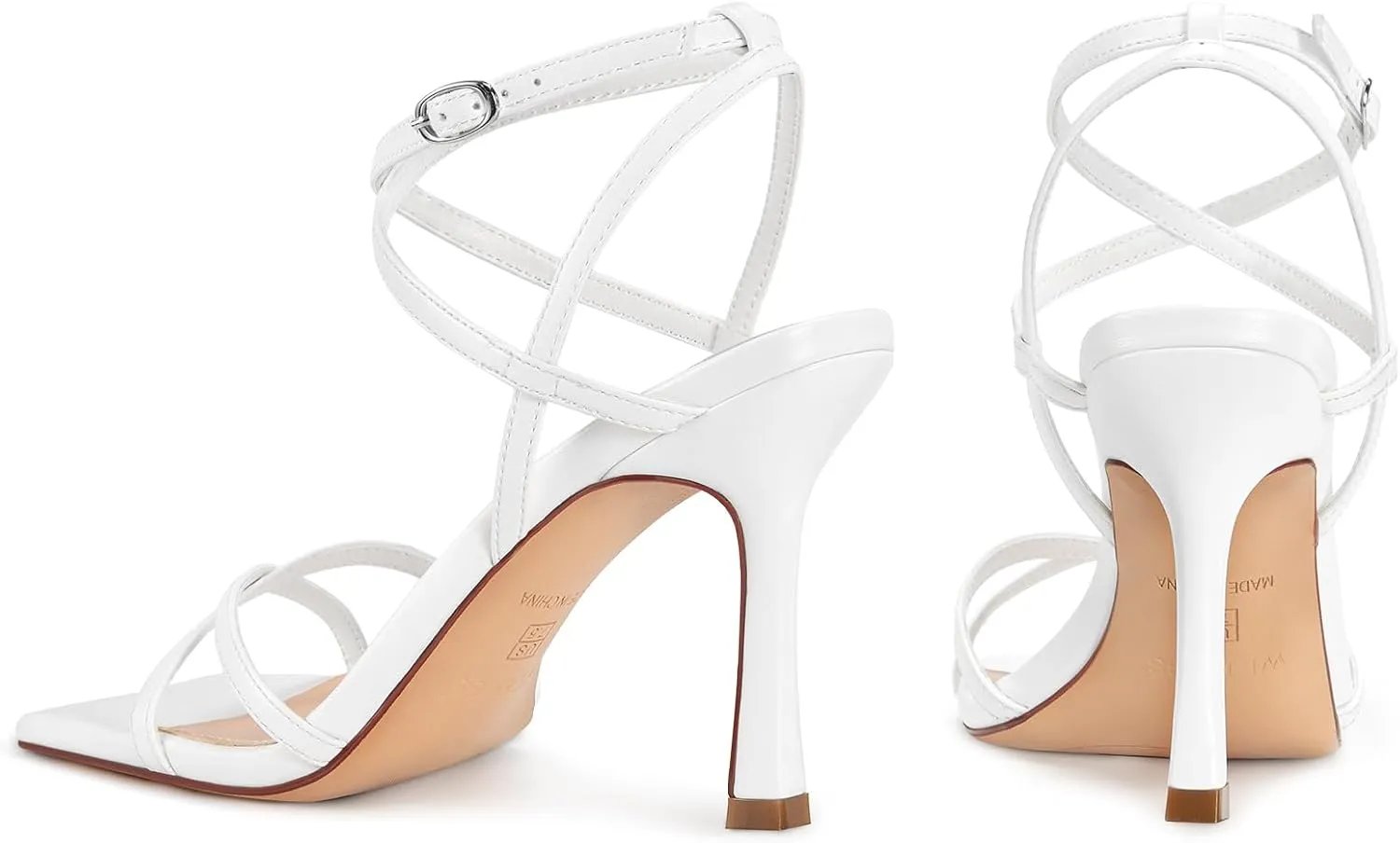 wetkiss Strappy Heels Women Stiletto High Heeled Sandals Adjustable Ankle Strap Square Open Toe For Homecoming Party Dress Wedding