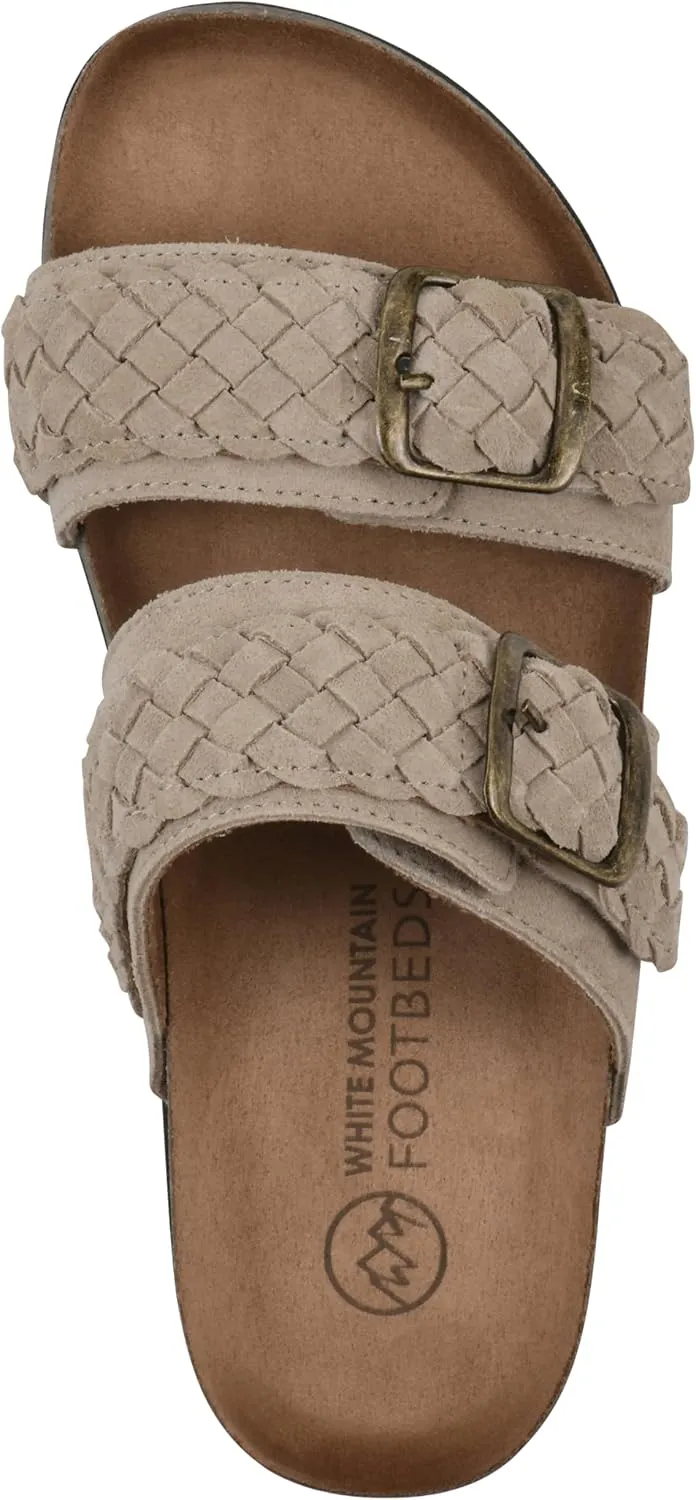 WHITE MOUNTAIN Women's Hey Hey Braided Double-Buckle Signature Comfort-Molded Footbed Sandal