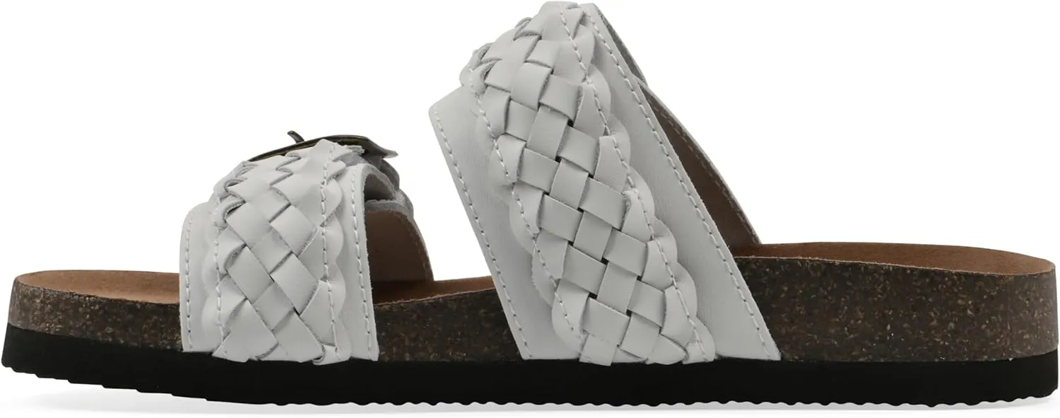 WHITE MOUNTAIN Women's Hey Hey Braided Double-Buckle Signature Comfort-Molded Footbed Sandal