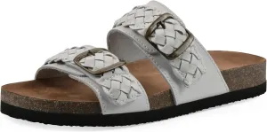WHITE MOUNTAIN Women's Hey Hey Braided Double-Buckle Signature Comfort-Molded Footbed Sandal