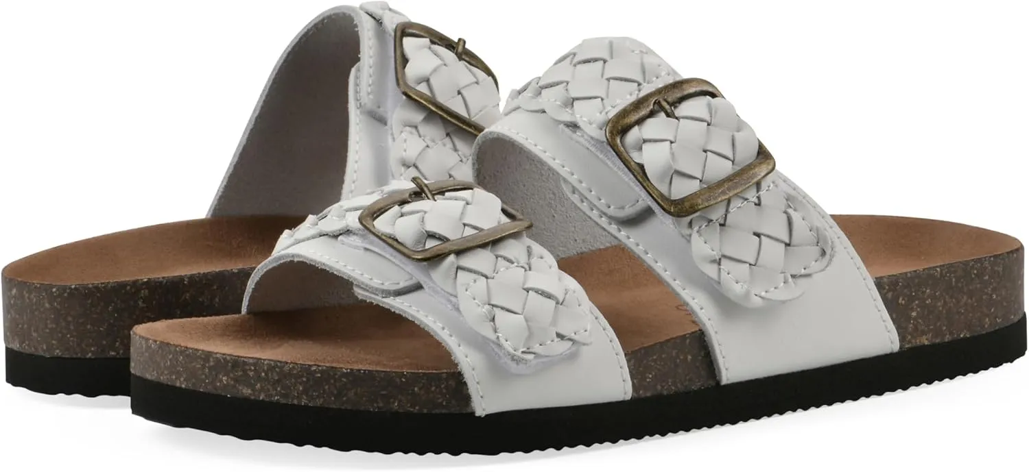 WHITE MOUNTAIN Women's Hey Hey Braided Double-Buckle Signature Comfort-Molded Footbed Sandal