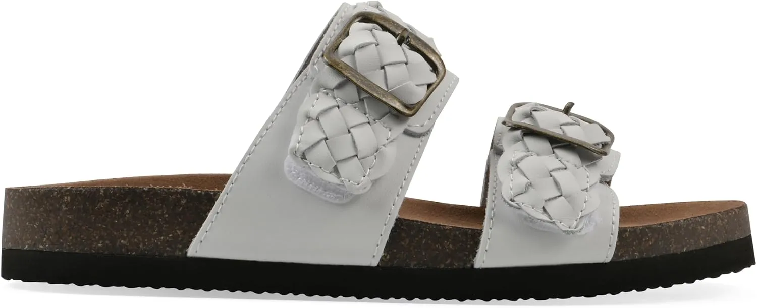 WHITE MOUNTAIN Women's Hey Hey Braided Double-Buckle Signature Comfort-Molded Footbed Sandal