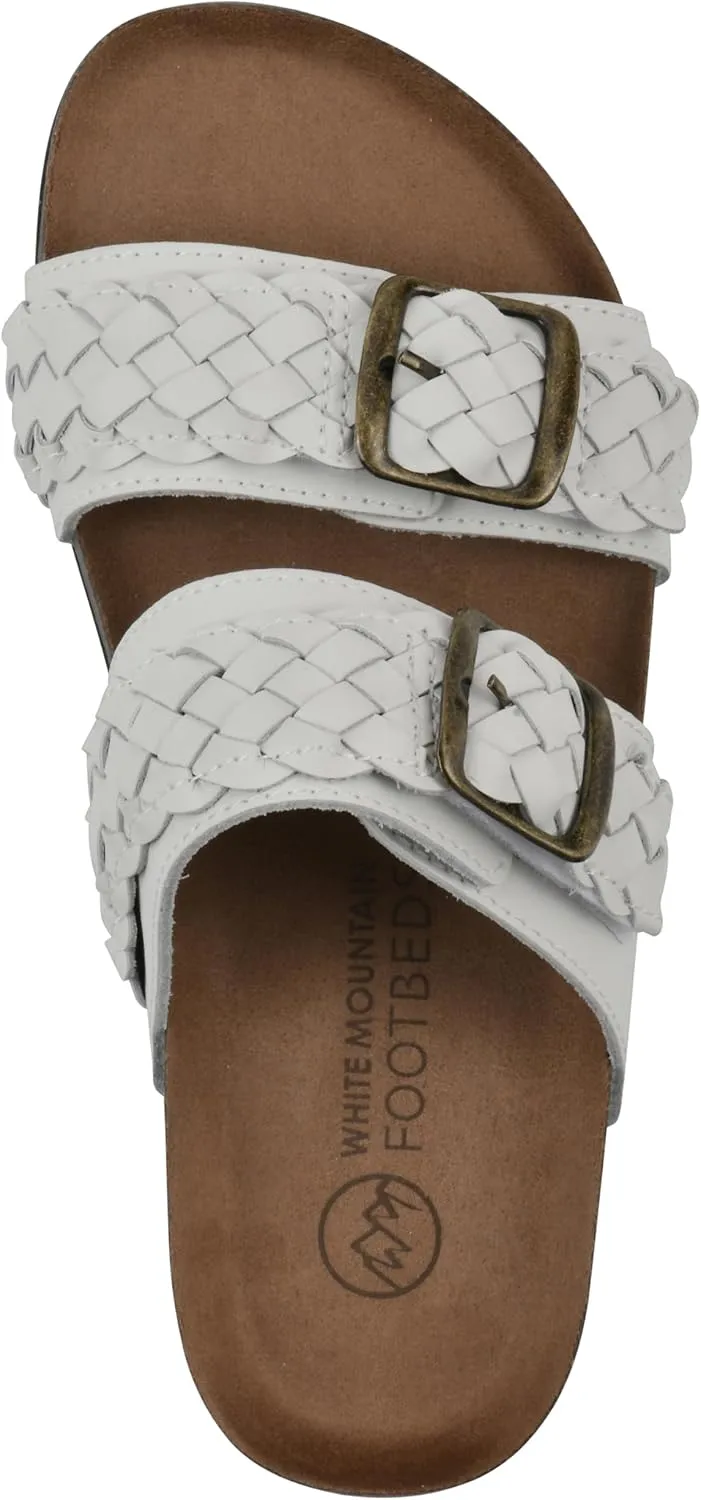 WHITE MOUNTAIN Women's Hey Hey Braided Double-Buckle Signature Comfort-Molded Footbed Sandal