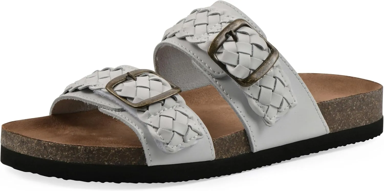 WHITE MOUNTAIN Women's Hey Hey Braided Double-Buckle Signature Comfort-Molded Footbed Sandal