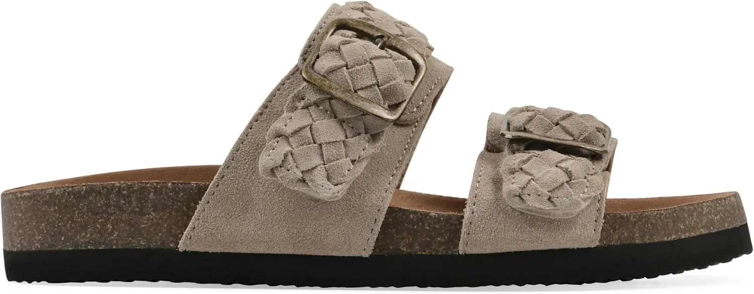WHITE MOUNTAIN Women's Hey Hey Braided Double-Buckle Signature Comfort-Molded Footbed Sandal